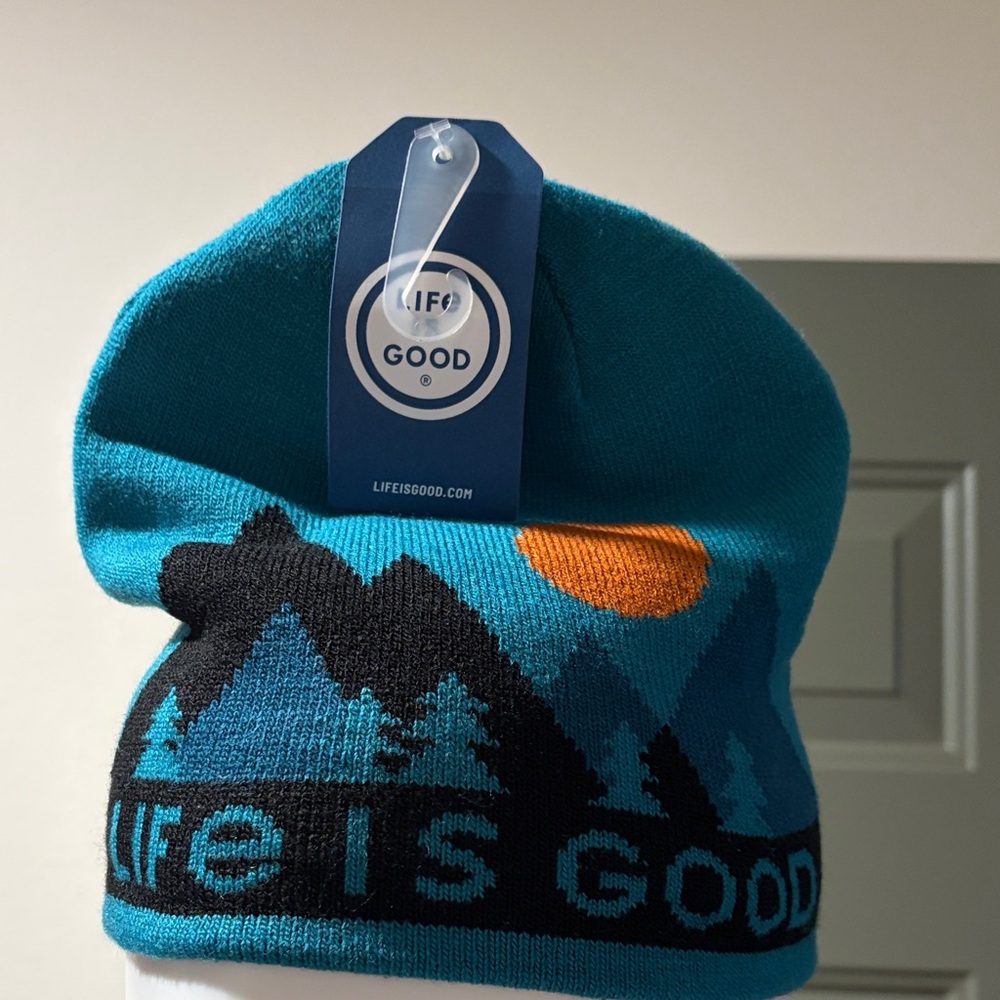 Life Is Good Kids' Blue and Orange Beanie